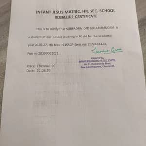 Bonafide certificate